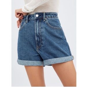 Zara High Waisted Mom Short in Blue